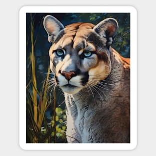 Oil Paint Hyperrealism: Majestic Zoo Cougar Sticker